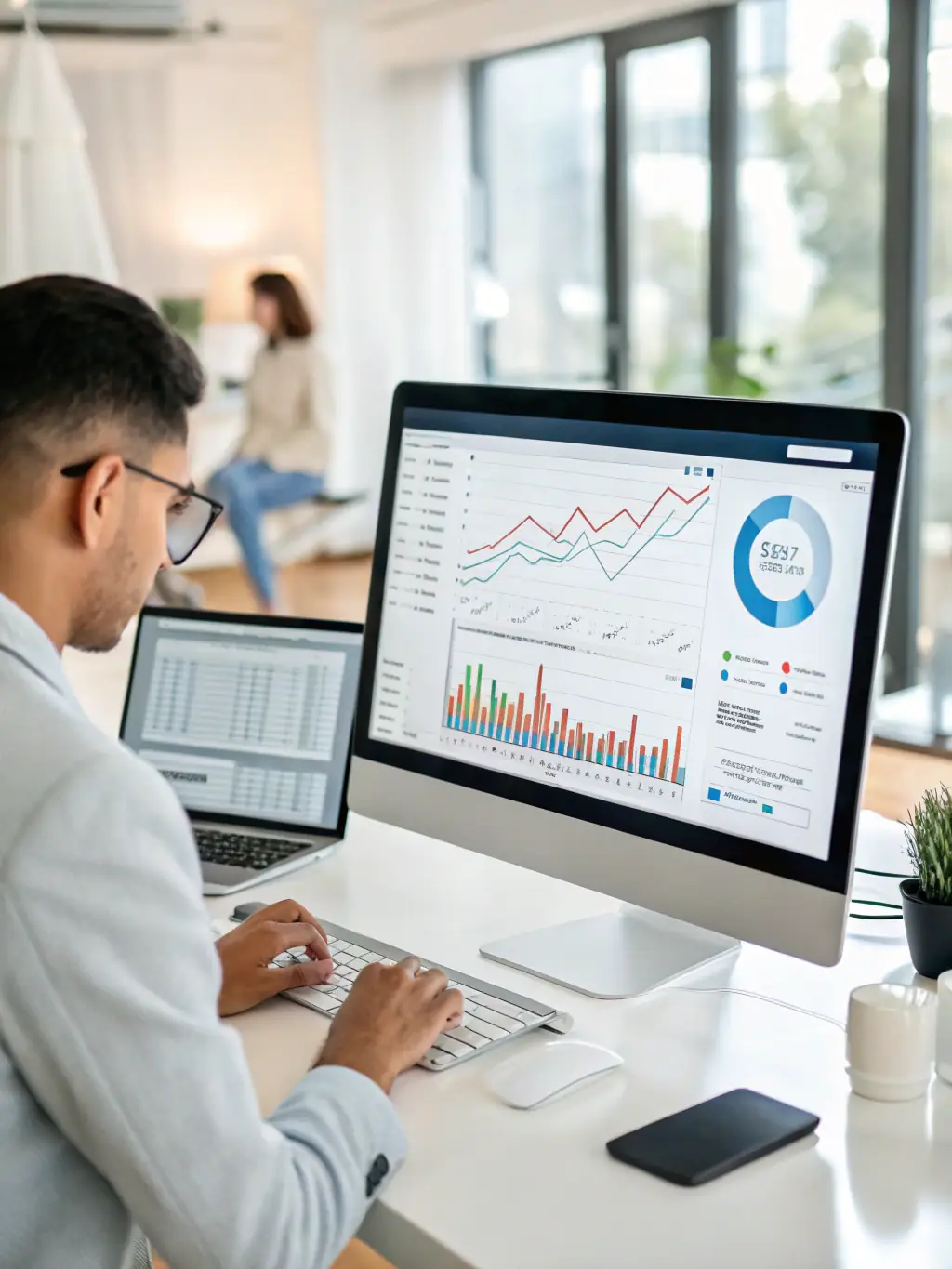 Ecommerce strategy consultant reviewing growth data